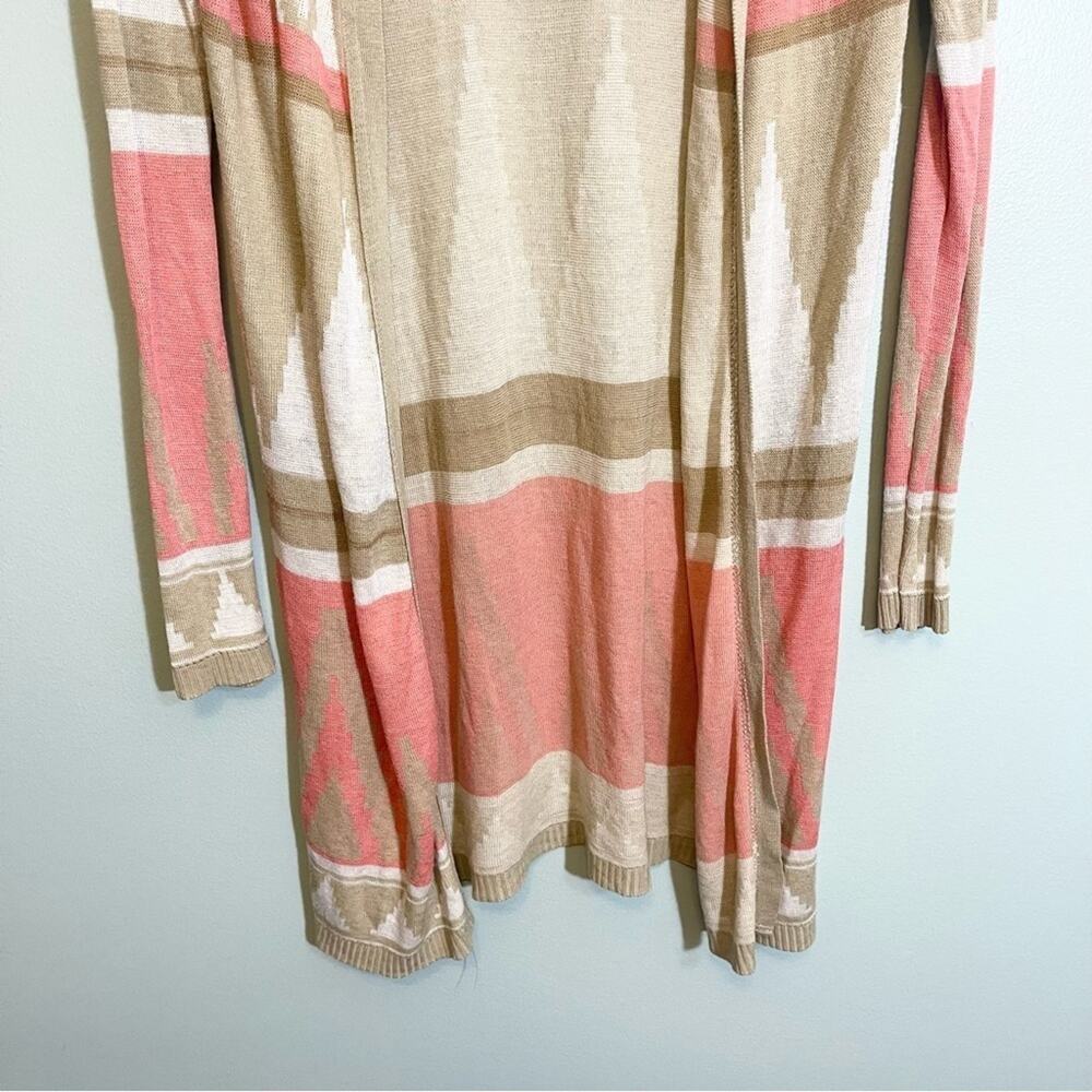 Derek Heart Tribal Print Open Front Long Sleeve Hooded Cardigan Sweater Large - Picture 12 of 13